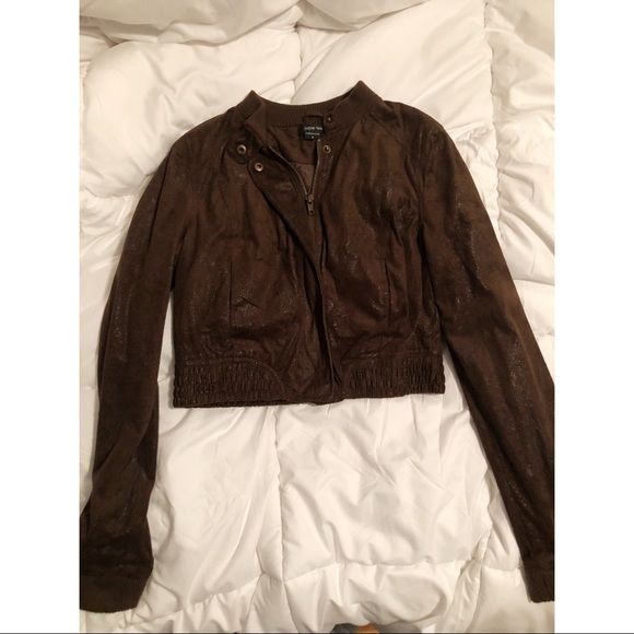 paper tee Jackets & Blazers - Crop Suede Bomber Jacket